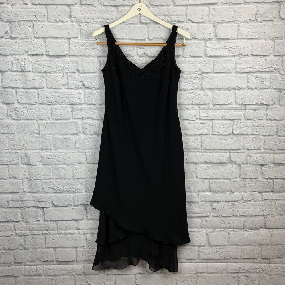 Evan Picone black cocktail dress with beaded hem